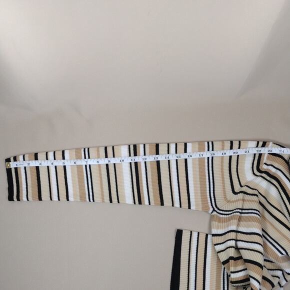 Worthington Turtle Neck Winter Formal Stripes Long Sleeve Stretchy Cotton Shirt - Picture 10 of 13